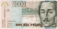 2000 Colombian pesos (Obverse)