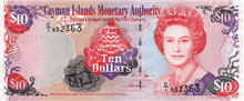 10 Cayman Islands dollars (Obverse)