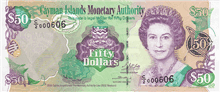 50 Cayman Islands dollars (Obverse)