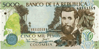 5000 Colombian pesos (Obverse)