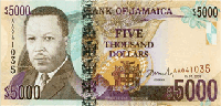 5000 Jamaican dollars (Obverse)