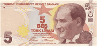 5 Turkish lira (Obverse)